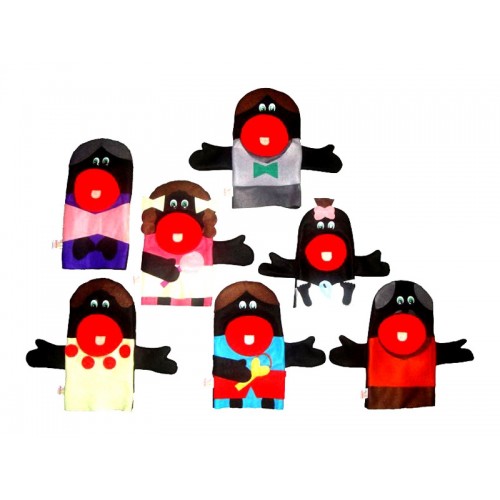 Fantoche Família Negra com 7 peças 