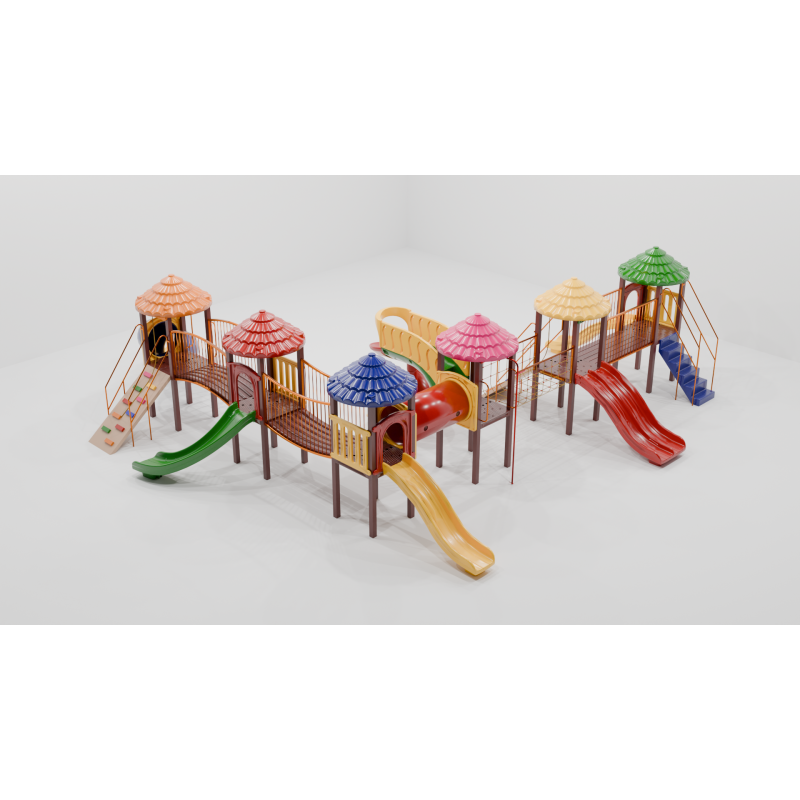 PARQUE INFANTIL MADEIRA PLÁSTICA 6 TORRES